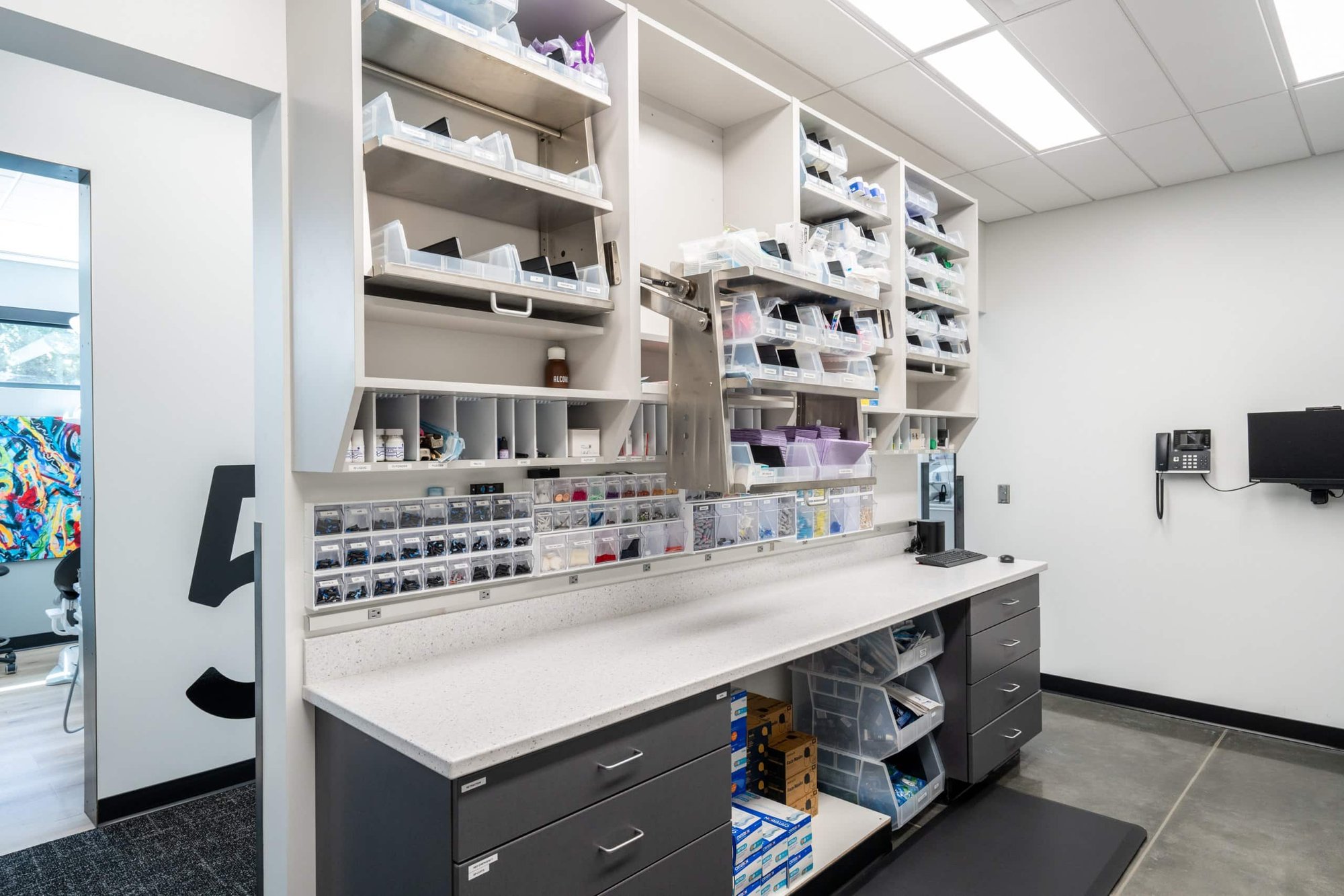 Sterilization Area with Pulldown Cabinets