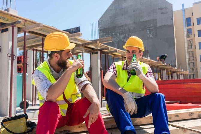 Construction Workers drinking a beer