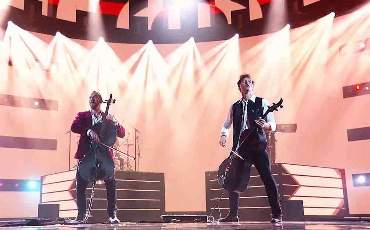 Emil and Dariel Liakhovetski playing cello at AGT