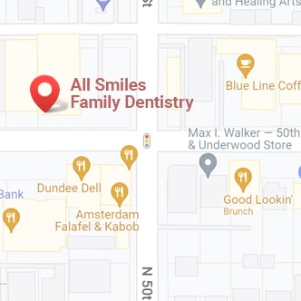 google map image of All Smiles Family Dentistry location