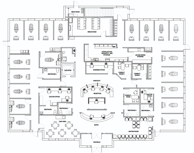 Floorplan for our dental design client Dr. Burton Gooch